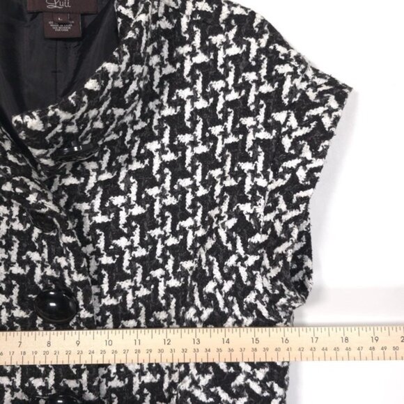 Anthropologie LUII Women's Jacket LARGE Black White Gray Boucle Belted Textured - Picture 4 of 11